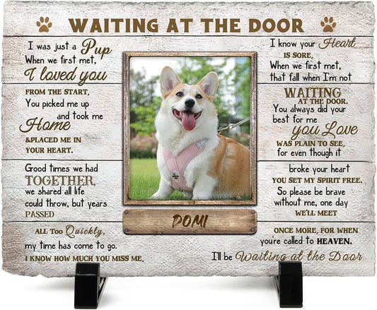 Dog Memorial Gifts for Loss of Dog or Cat, Personalized Dog Memorial Stone with Photo Name for Remembrance Cat Passing Gift for Pet Lovers (5.9INCH* 7.9INCH, style1)