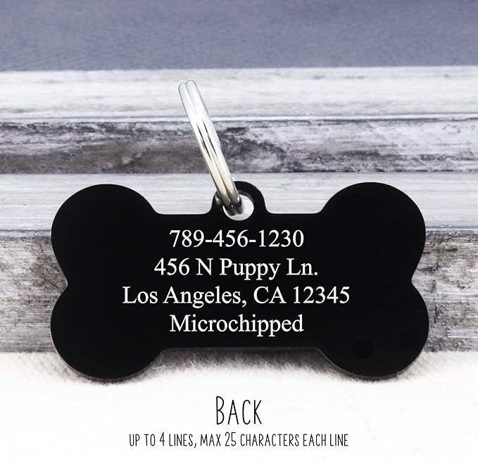 Ultra Joys Stainless Steel Pet ID Tag Dog Name Tags Personalized Front and Back Engraving, Customized Dog Tags and Cat Tag, Optional Engraved on Both Sides, Bone Tag with Mountain Design, Large