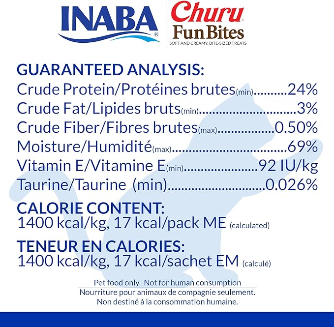 INABA Churu Fun Bites for Cats, Soft & Chewy Cat Treats with Taurine, 0.42 Ounces Each Tetra, 18 Tetras (3 per Bag), Chicken with Pumpkin Recipe