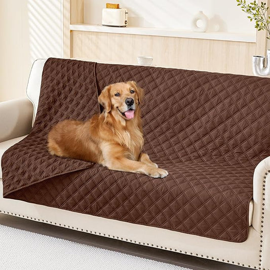 Smiry Waterproof Dog Bed Cover Pet Blanket, Soft Washable Dog Blanket for Furniture Bed Couch Sofa Reversible, Checkered (68"x82", Brown/Brown)