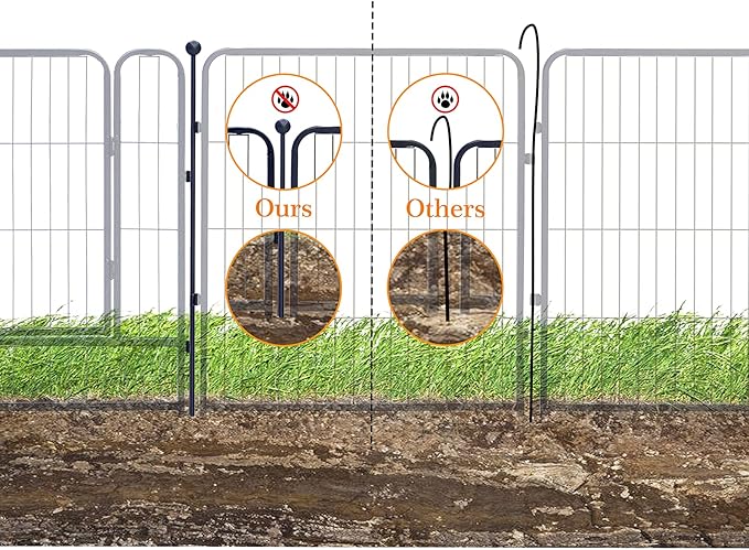 Dog Playpen,32/40/45 Inch Height in Heavy Duty, Folding Indoor Outdoor Anti-Rust Dog Exercise Fence, Portable Pet Playpen with Door for Large Medium Small Dogs and Pet (32 Panels, 32 Inch) Silver