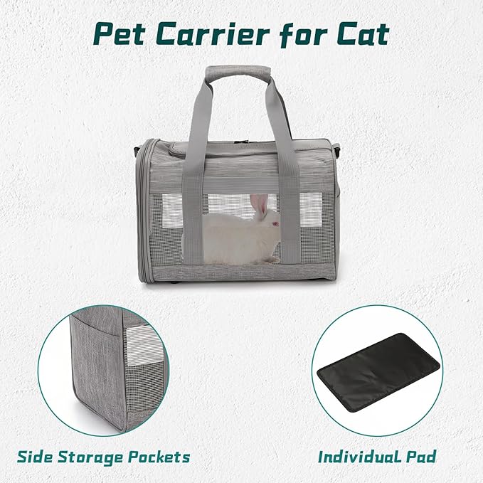 PINVNBY Small Pet Carrier, Guinea Pig Carrier, Bunny Carrier for Travel Camping Outdoor, Breathable Pet Portable Hand Bag for Hamster Bunny Guinea Pig（Gray）