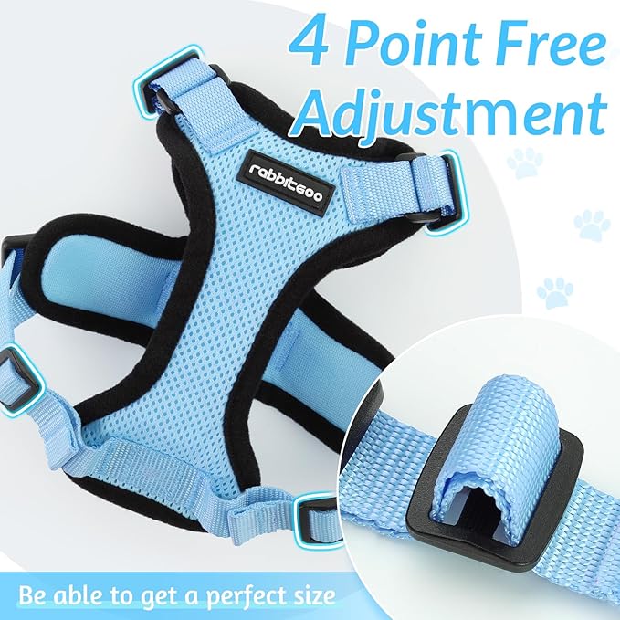 rabbitgoo Cat Harness and Leash for Walking, Escape Proof Soft Adjustable Vest Harnesses for Cats, Easy Control Breathable Reflective Strips Jacket, Light Blue, XXS