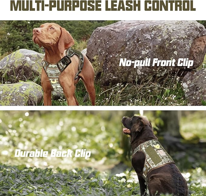 AUROTH Tactical Dog Harness for Large Dogs No Pull Adjustable Pet Harness Reflective K20 Working Training Easy Control Pet Vest Military Service Dog Harnesses