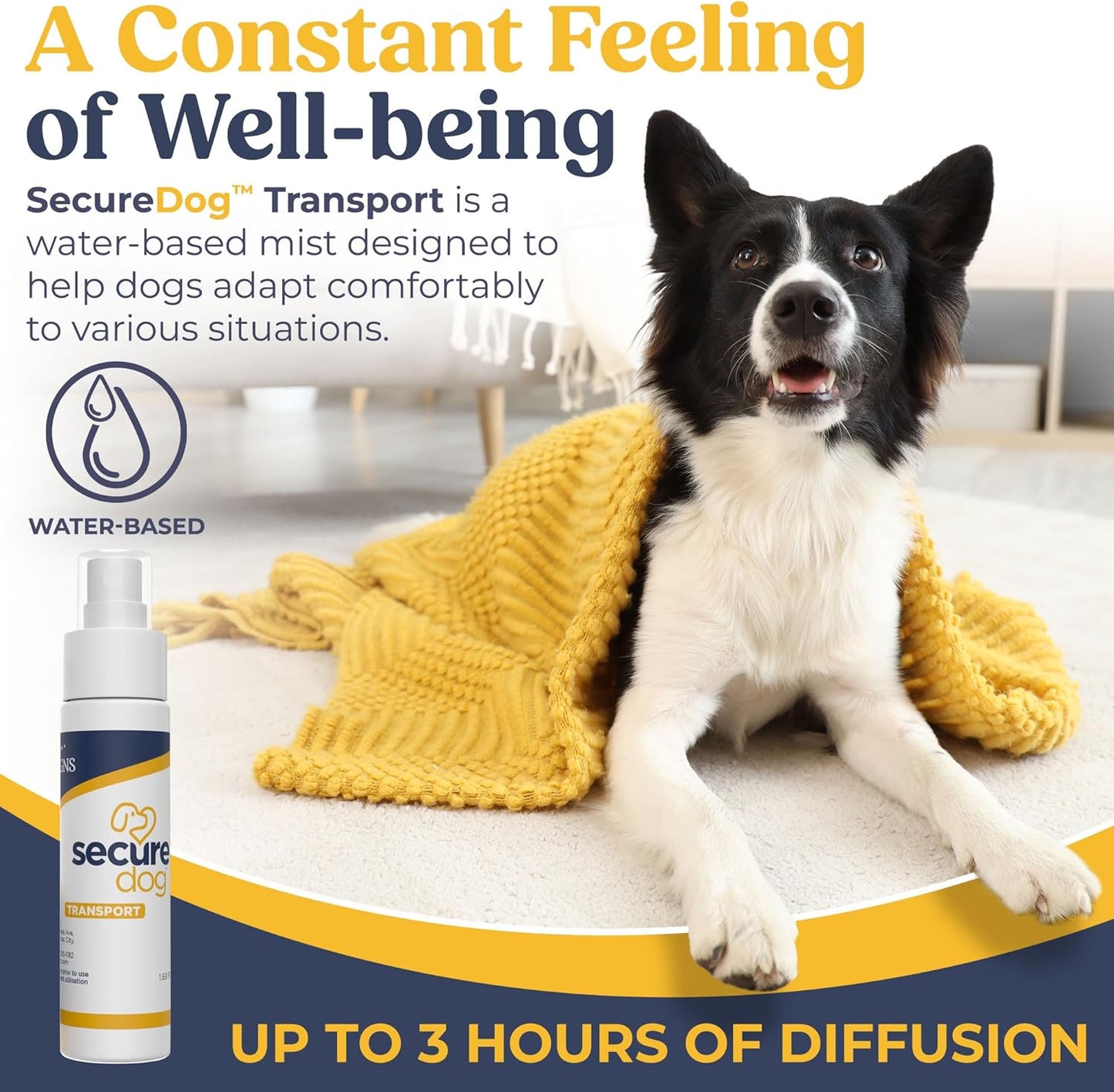 SecureDog Transport, Water Based Calming Travel Spray, Naturally Supports Calm and Wellbeing Helping Relieve Any Feeling of Anxiety or Stress