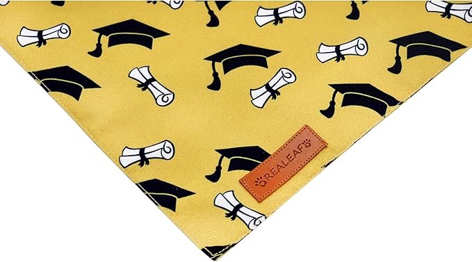 Realeaf Graduation Dog Bandanas 2 Pack, Reversible Pet Scarf for Boy and Girl, Premium Durable Fabric, Holiday Bandana for Small Medium Large and Extra Large Dogs (Graduation, Small)