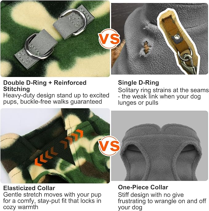 BEAUTYZOO Dog Fleece Vest Sweater Winter Jacket for Small and Medium Dogs with D-Ring Leash Cold Weather Coat Hoodie for XS S M Dogs Boy or Girls, Army Green XS