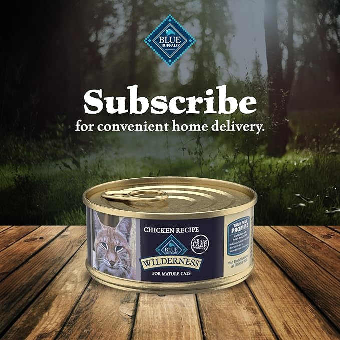 Blue Buffalo Wilderness High Protein Grain Free, Natural Mature Pate Wet Cat Food, Chicken 5.5-oz cans (Pack of 24)