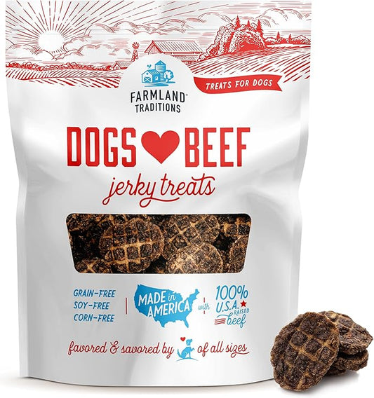 Farmland Traditions Dogs Love Beef Jerky Dog Treats with Only 4 Ingredients and No Fillers, 2.5 Pound Bag