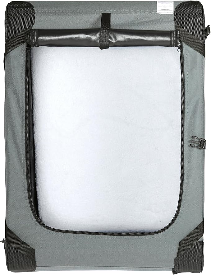 Amazon Basics 4-Doors Portable Soft-Sided Folding Travel Crate Kennel for cat, Dog, and Other Small Animals, Grey, L 36" x 24" x 24"