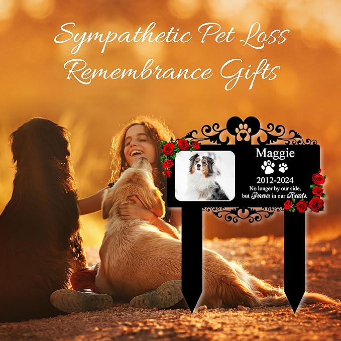 Custom Pet Grave Markers Dog Outdoor | Memorial Burial Markers for Your Furry Friend | Cemetery Grave Pet Headstones for Dogs | Custom with Photo Resting Place Sign for Paw Companions