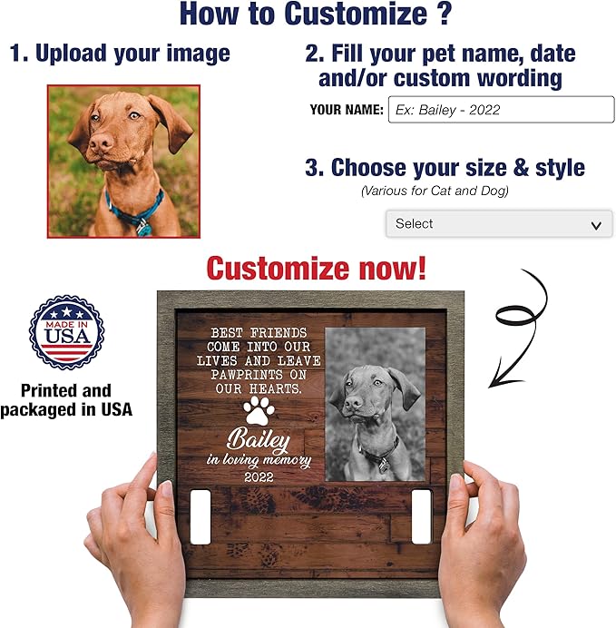 Personalized Dog Collar Frame Memorial Pet Loss Sign Dog & Cat Lover Ever Gifts With Heartfelt Sentimental Quote For Someone Who Lost A Pet Collar Keepsake Picture Frame Remembrance Decor