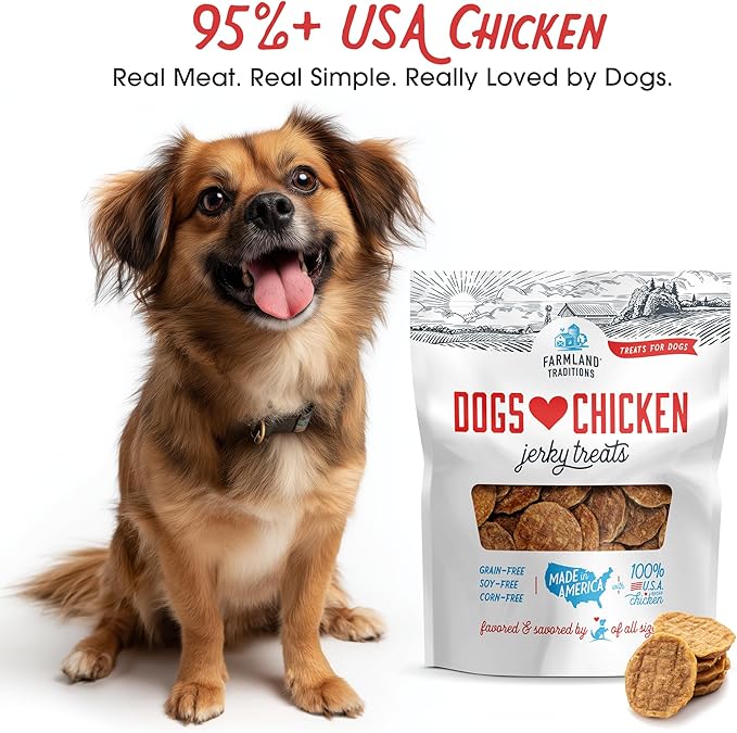 Farmland Traditions Dogs Love Chicken Jerky Dog Treats, Premium Two-Ingredient Dog Jerky with USA-Raised Chicken, 3-Pound Bag