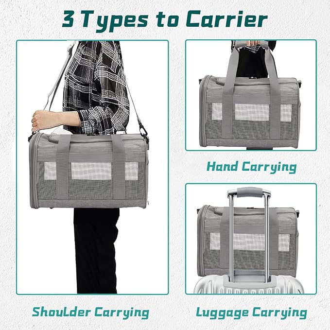 PINVNBY Small Pet Carrier, Guinea Pig Carrier, Bunny Carrier for Travel Camping Outdoor, Breathable Pet Portable Hand Bag for Hamster Bunny Guinea Pig（Gray）