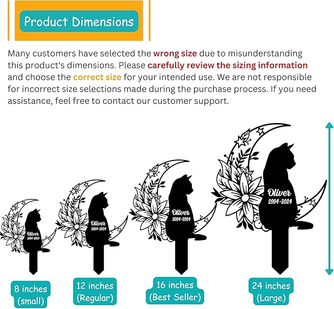 Custom Pet Grave Marker Cat – Personalized Outdoor Cat Headstone, Custom Name & Lifespan Dates Pet Grave Markers, Available in Multiple Styles and Colors