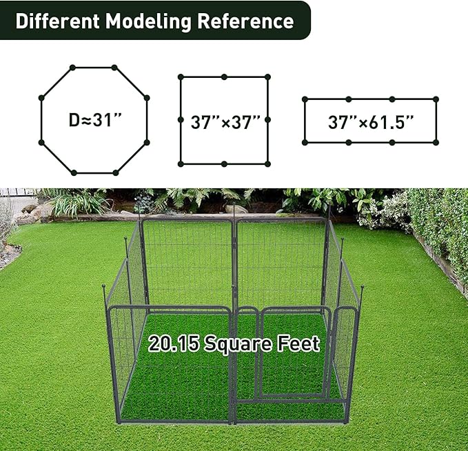 mestyl Dog Playpen, 40" Height 8 Panels Outdoor Pet Play Pen, Big Dog Exercise Play Pen for Large/Medium/Small Dogs, Foldable Puppy Pen for Indoor, Camping, RV, Anti-Rust Paint Finish, Quick Install