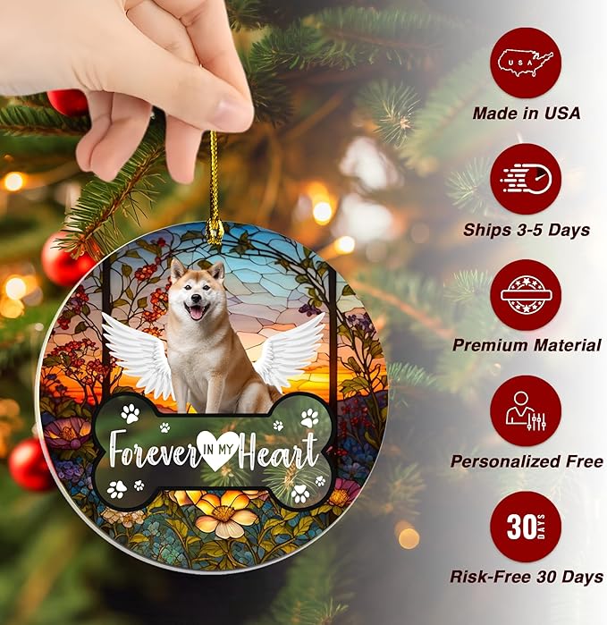 Pavo Personalized Pet Photo Ornaments, Cat Memorial Gifts for Loss of Cat, Dog Memorial Gifts for Loss of Dog, Personalized Christmas Ornaments 2025, Custom Christmas Ornament 4–6 Inches
