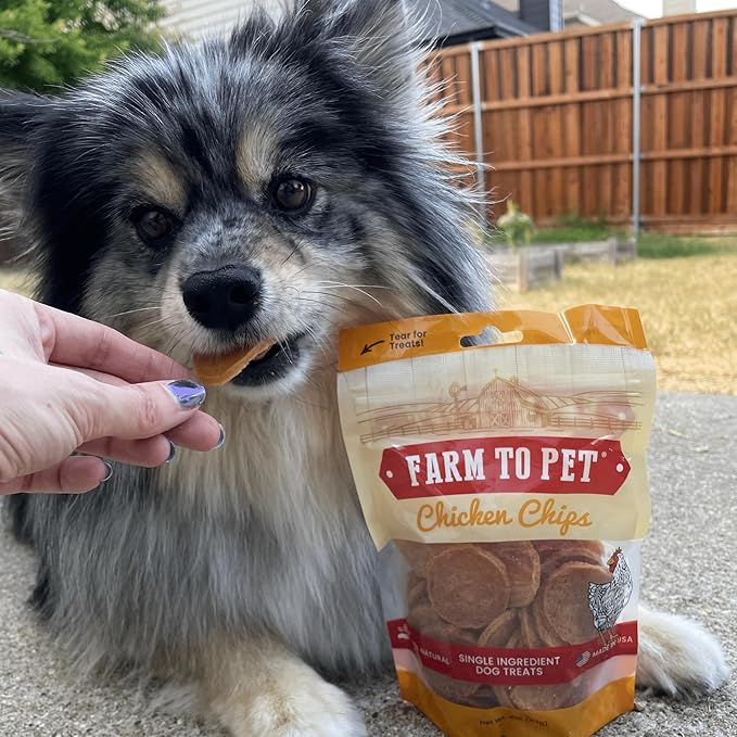 Farm To Pet - Dog Training Treats - Chicken Chips, Single Ingredient - 4 oz, Lean, All Natural, Healthy Dog Treats for Small, Medium, Large Breeds, & Puppies, Made in USA