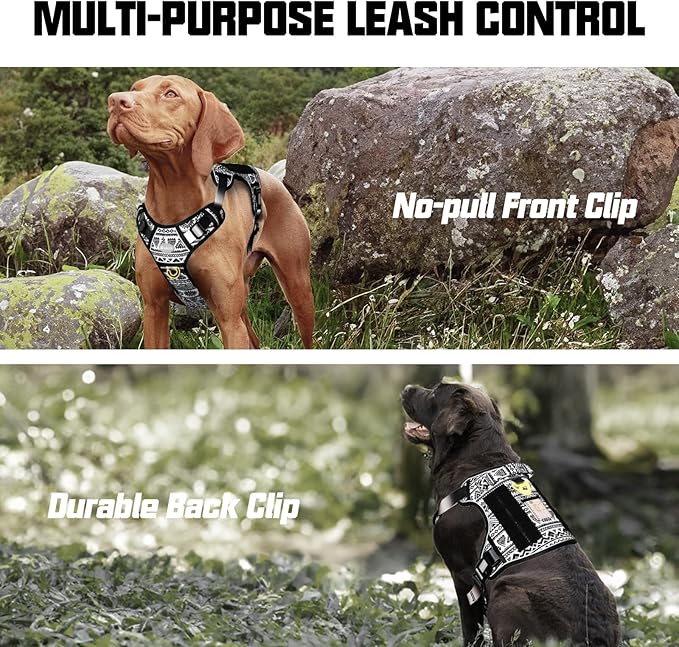 AUROTH Tactical Dog Harness for Large Dogs No Pull Adjustable Pet Harness Reflective K10 Working Training Easy Control Pet Vest Military Service Dog Harnesses