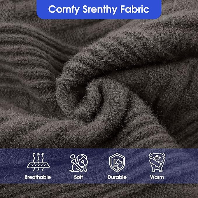 ASENKU Dog Sweater, Dog Sweaters for Medium Dogs, Warm Pullover Doggie KnitTurtleneck Warm Clothes for French Bulldog, Boston Terrier（Dark Grey, L）