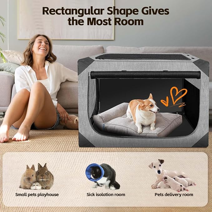 Dog Crate 36x25x25 Inch for Large or Medium Dogs, Portable and Foldable Design Perfect for Travel or Home Use, Dog Kennel with 3-Door