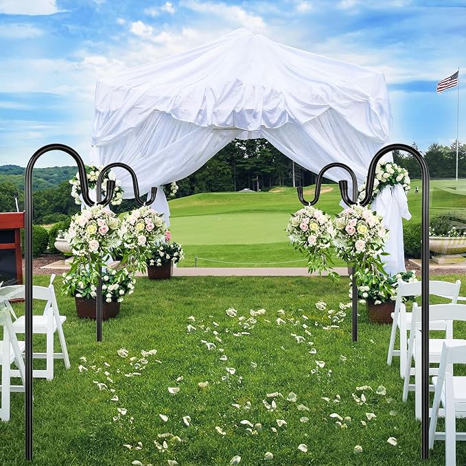 Shepherd Hooks for Outdoor, 2 Pack 94 Inch Bird Feeder Pole with 5 Prongs Base for Hanging Lantern, Hummingbird Feeder, Lightweight Plant, Shepherds Hook for Bird Feeders for Outside