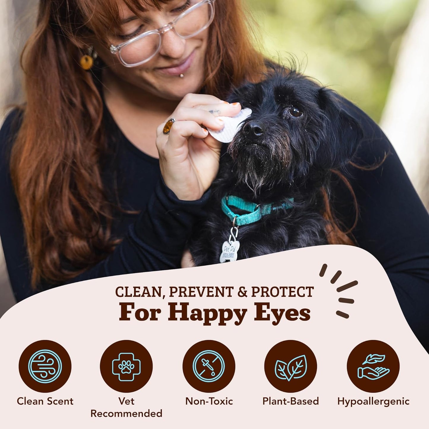 Natural Dog Eye Wipes for Dogs -50 Cnt- Soothing Dog Eye Wipes with Natural, Non-Irritating Ingredients Green Tea & Goldenseal, Effective Dog Tear Stain Remover Wipe & Dog Eye Gunk Remover Wipe, Vegan