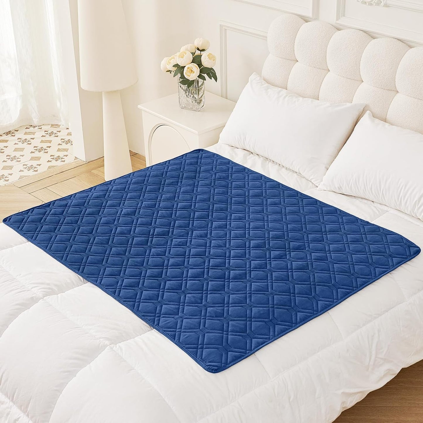 Smiry Waterproof Dog Blanket, 40x50 Inch Soft Pet Bed Cover Reversible, Washable Sofa Couch Furniture Protector for Small Medium Large Dog Puppy Cat, Geometric, Navy/Blue