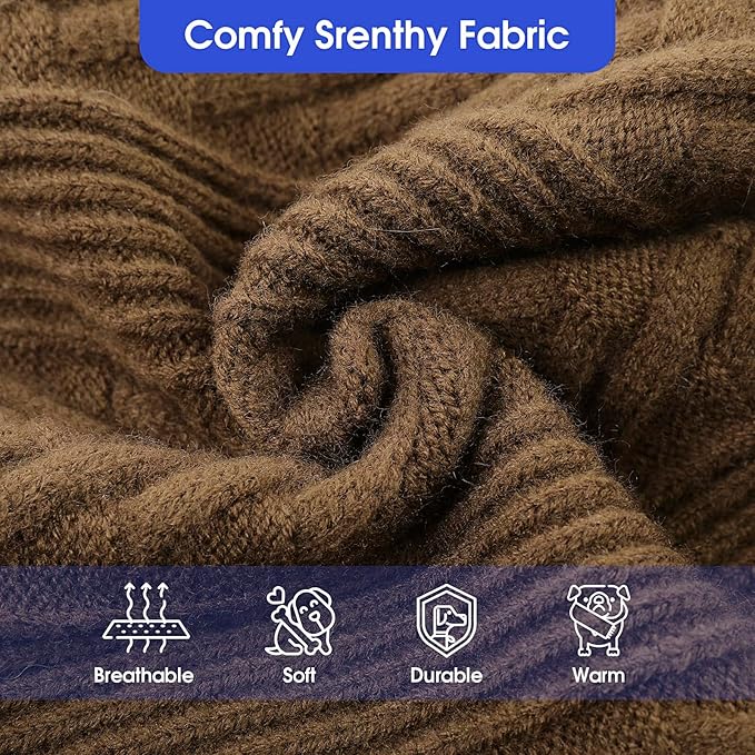 ASENKU Dog Sweater, Dog Sweaters for Medium Dogs, Warm Pullover Doggie KnitTurtleneck Warm Clothes for French Bulldog, Boston Terrier（Coffee, M）