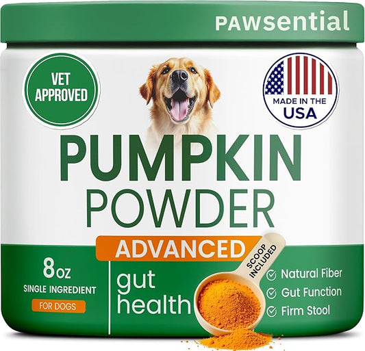 Pumpkin Powder for Dogs - 8oz Powdered Supplement High Fiber for Dogs Stool Softener - Treat Diarrhea, Constipation, Upset Stomach, Food Sensitivity - Improve Digestion - Made in USA