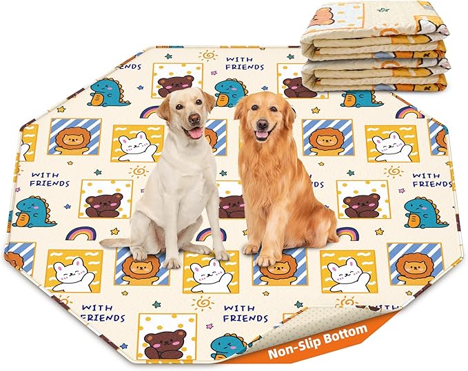 PJYuCien Washable Pee Pads for Dogs 2 Pack, 89" x 33" Octagonal Reusable Pee Pads for Dogs, Leak-Proof Pet Training Pads, Puppy Pads for Non-Slip, Designed for 24/30/36/42'' Width 8 Panels Pen