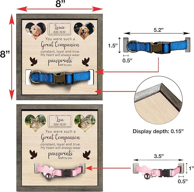 Personalized Dog Collar Frame Pet Loss Sign Ever Gifts With Heartfelt Sentimental Quote For Someone Who Lost A Pet Collar Memorial Keepsake Uploaded Picture Frame Remembrance Home Decor Desk