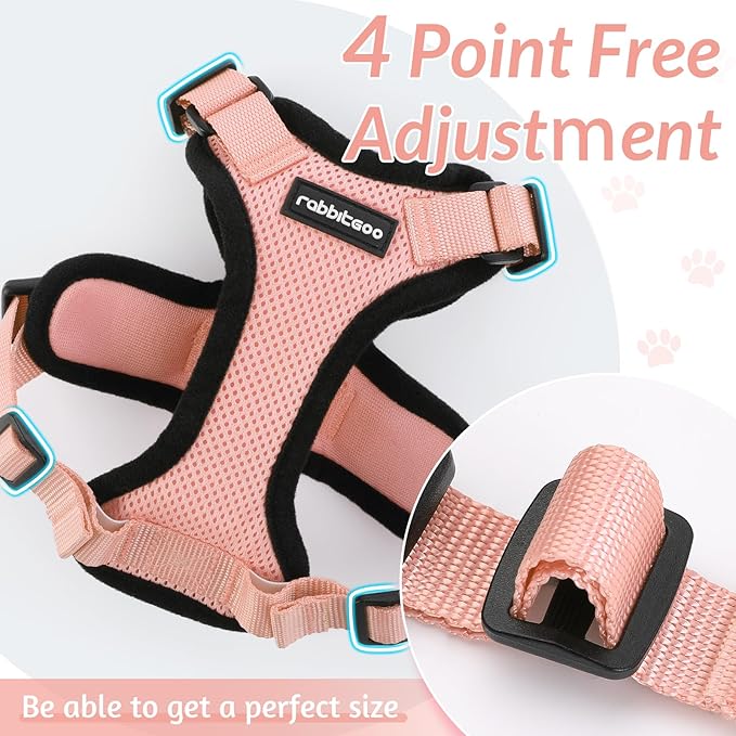 rabbitgoo Cat Harness and Leash for Walking, Escape Proof Soft Adjustable Vest Harnesses for Cats, Easy Control Breathable Reflective Strips Jacket, Light Salmon Pink, M