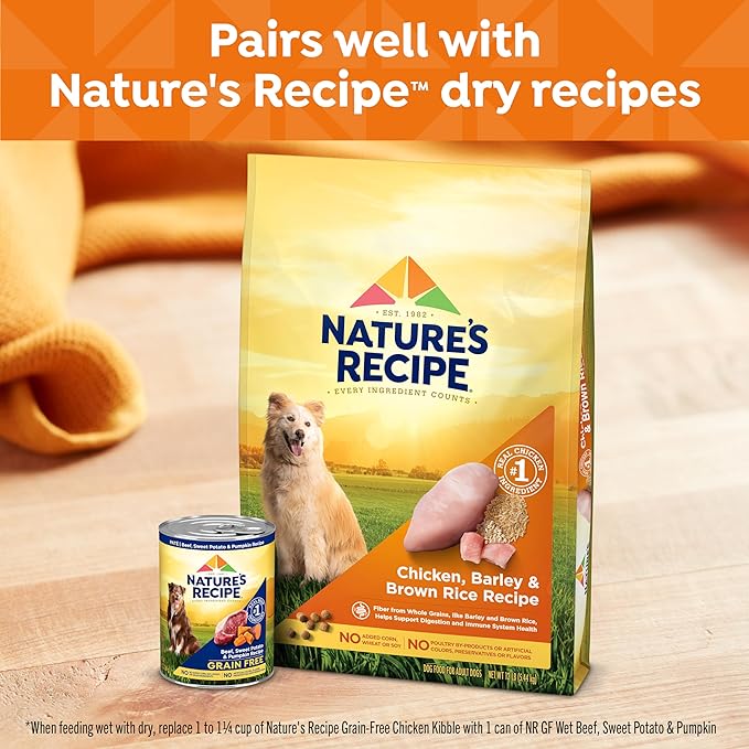 Nature's Recipe Grain Free Chicken and Beef Recipes Variety Pack Wet Dog Food, 13oz. Cans