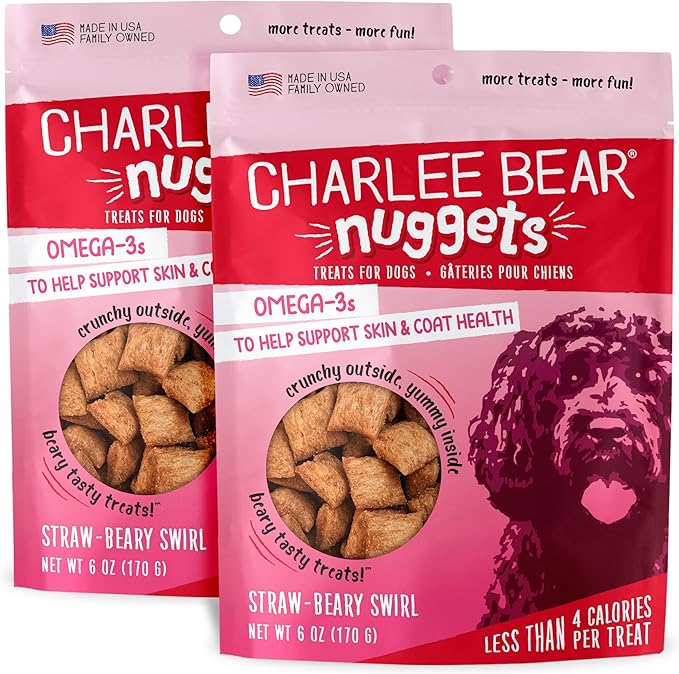 Charlee Bear Nuggets to Support Immune Health, StrawBeary Swirl with Antioxidants, Crunchy Outside and Creamy Inside, Real Strawberries, Yogurt, Cream Cheese, 6oz Bags (2), Made USA