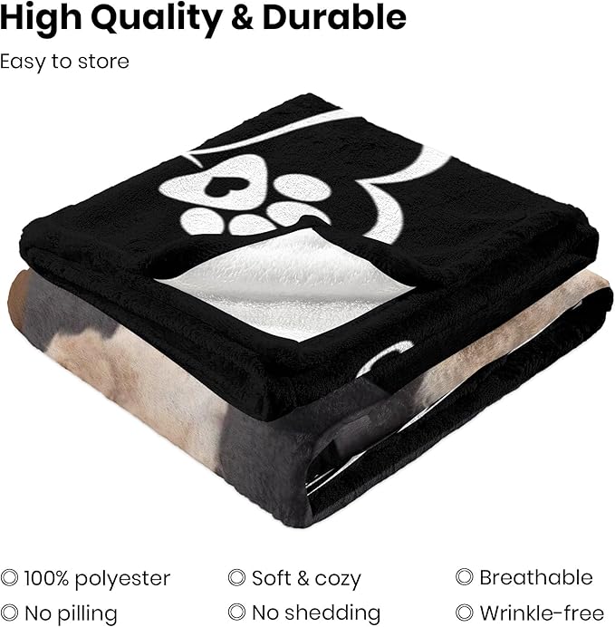 Custom Dog Blanket with Pictures, Customized Pet Memorial Gifts for Loss of Dogs, Personalized Memorial Gift of Cat Hamsters Rabbits, Pet Photo Blanket with Text, Pet Sympathy Gifts for Dogs