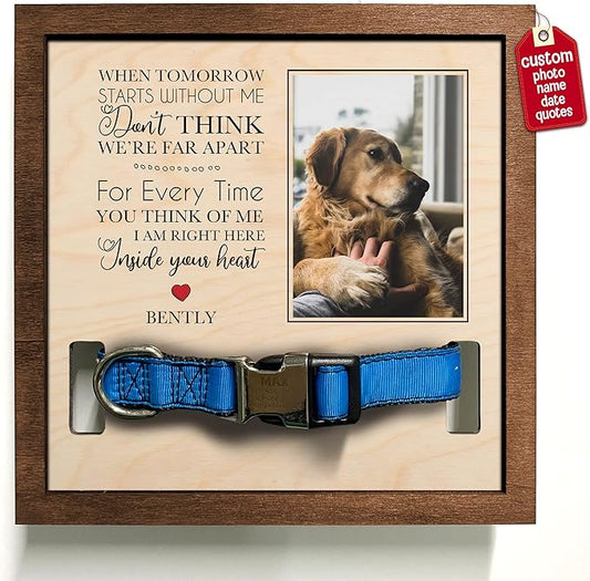 Personalized Dog Picture Pet Loss Sign Frames Dog Passed Away Gift Wood Sign Pet Picture Frame Dog Heaven Dog Sympathy Gifts for Christmas Memorial Plaques for Dogs and Cat Picture Frames