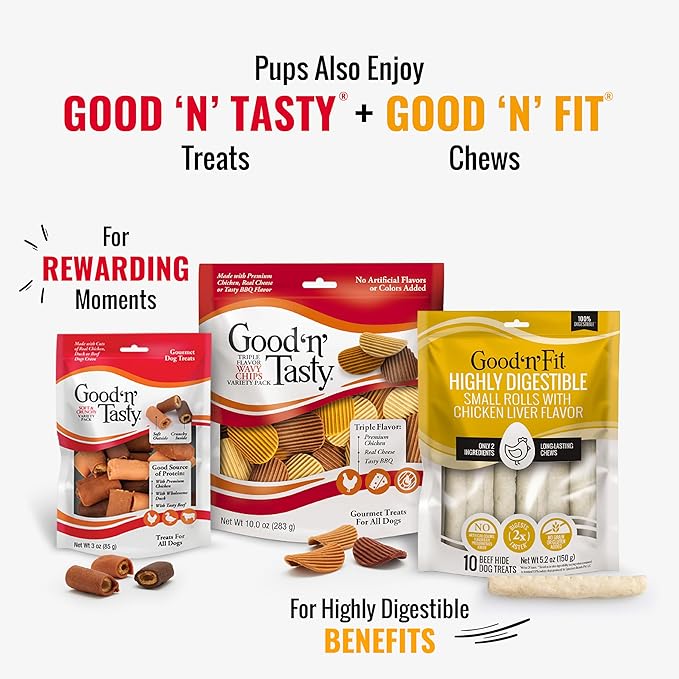 Good ‘n’ Fun Triple Flavor Wings Chews for All Dogs, Treat Your Dog to Long-Lasting Chews Made with Chicken, Pork Hide and Beef Hide, , 4 Ounces