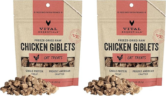 Vital Essentials Freeze Dried Raw Cat Treats, Chicken Giblets, 1 oz (Pack of 2)