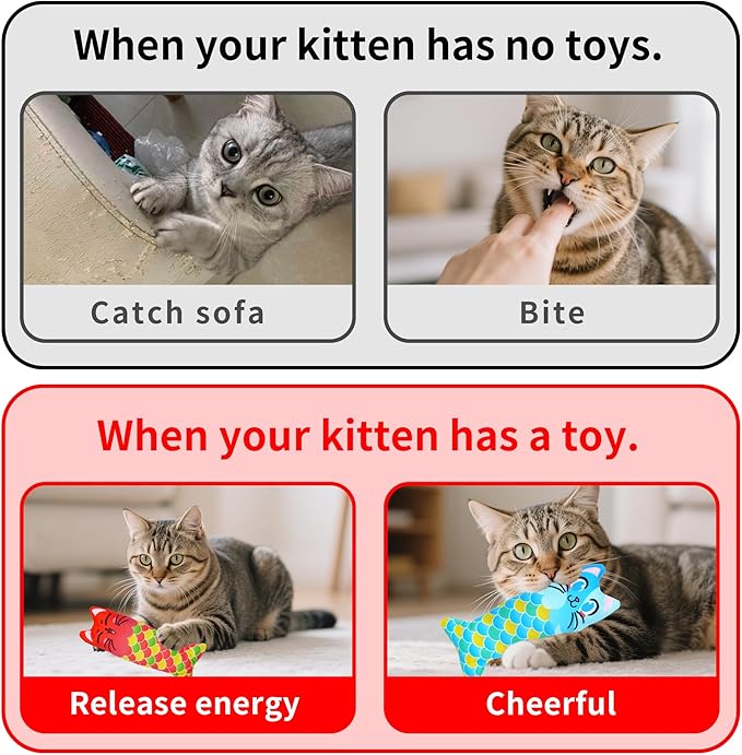 Catnip Toys for Indoor Cats Large Adult Cat Plush Toys with Crinkle Kitten Chew Kicker Toy 6 PCS