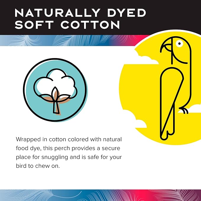 Featherland Paradise Cotton Snuggle Ring Bird Toy, Bird Perch, Large Bird Toys, for Parrots, Cockatoos, Macaws, Large Birds