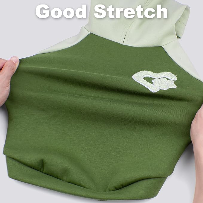 KYEESE Dog Hoodie Stretchy Dog Clothes for Small Dogs Cat Coat with Leash Hole Comfort Cat Sweater Dogs Winter Coat for Cold Weather Warm Pet Clothes Soft Pet Sweatshirt with Drawstring