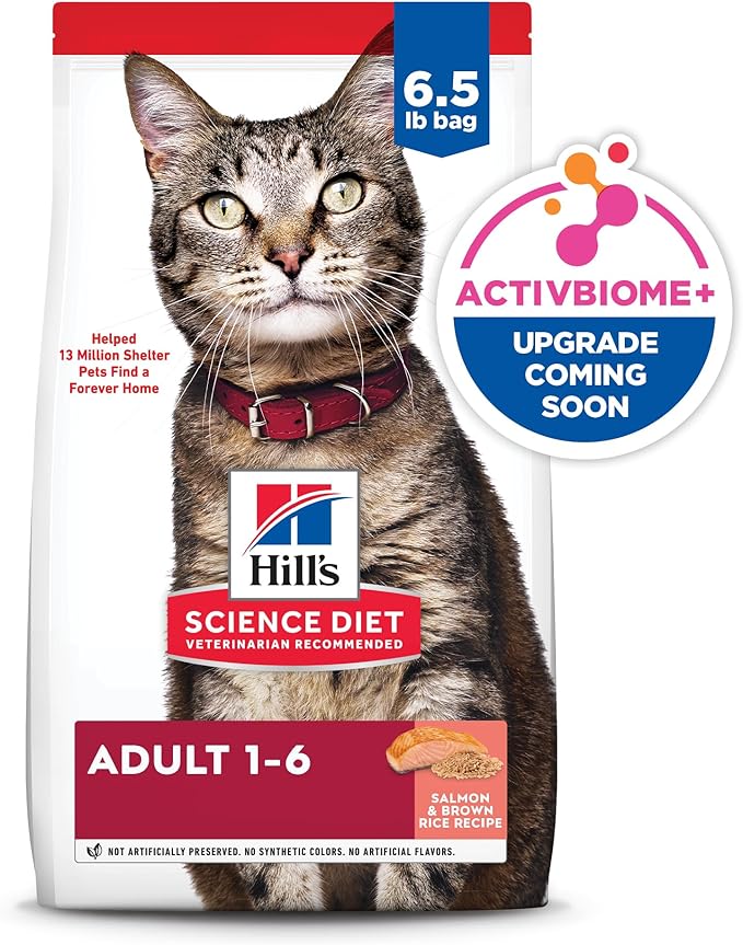 Hill's Science Diet Adult 1-6, Adult 1-6 Premium Nutrition, Dry Cat Food, Salmon & Brown Rice, 6.5 lb Bag