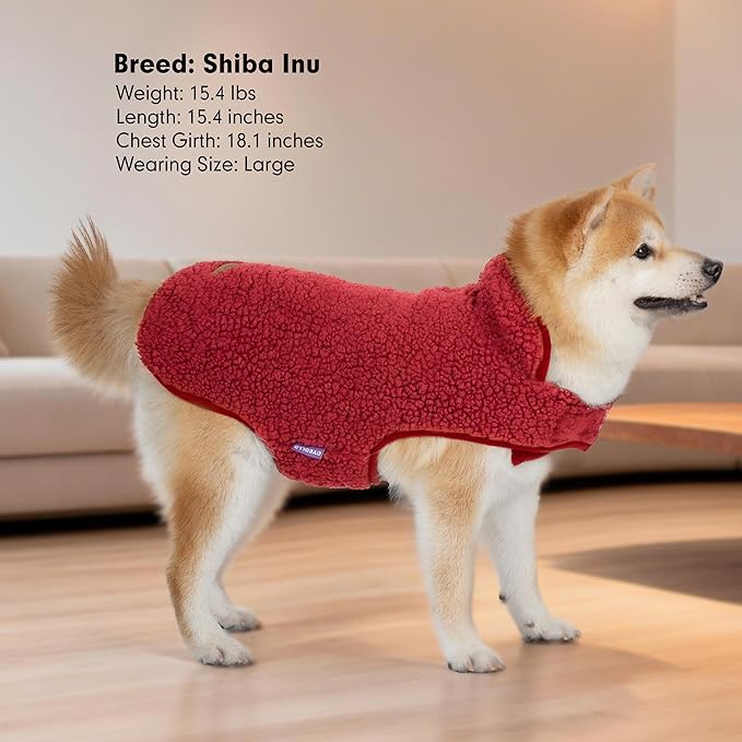 cyeollo 3XL Dog Coat, Fleece Sherpa Winter Sweater Coats, Turtleneck Dog Jacket Vest for Large Dogs with Leash Hole, Soft Reversible Pet Coats for Cold Weather, Buffalo Plaid XXXL