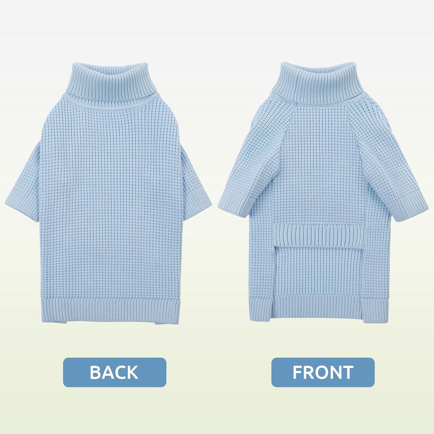 Queenmore Sweater for Dogs, Dog Sweaters for Medium Dogs, Waffle Knit Doggie Sweater with Long Sleeve, Puppy Sweaters for Medium Dogs Girl, Cat Christmas Sweater, Blue M