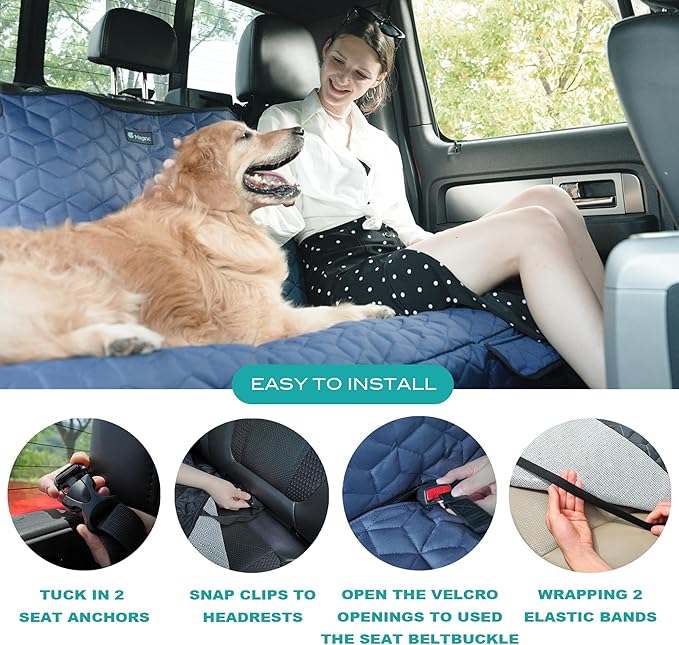 Dog Car Seat Covers for Back Seat, Heavy Duty Pet Bench Seat Covers for Trucks Waterproof Protector Back Seat Nonslip Dogs Car Seat Covers for Crew Cab/Ford F-Series/Ram 1500/Sierra/Silverado