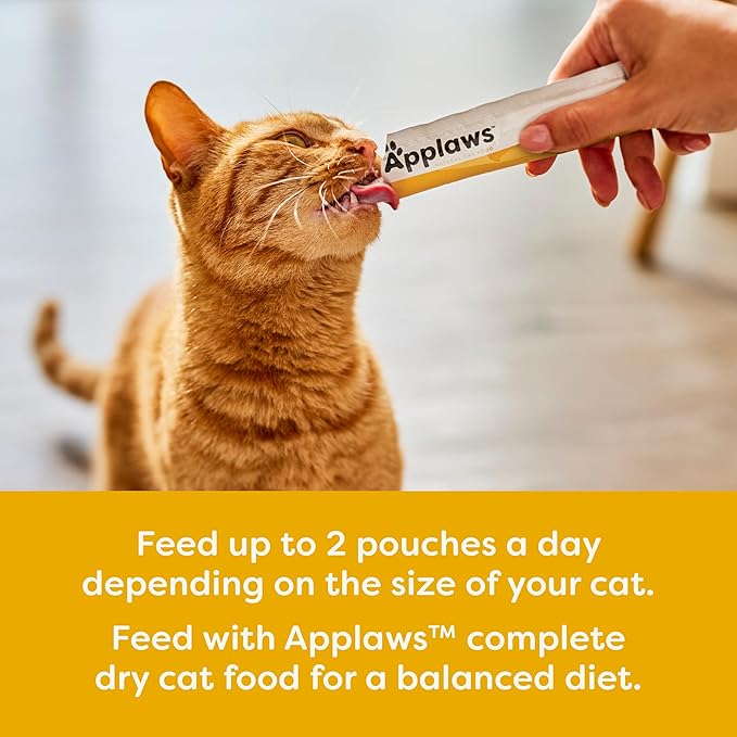 Applaws Lickable Cat Treats, Natural Grain-Free Purée, Made with Limited and Natural Ingredients, No Artificial Additives, Chicken Squeeze Up Cat Treats (60 x 0.5 oz Sachets)