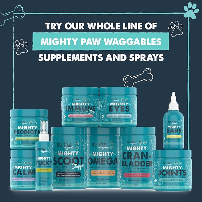 Mighty Paw Waggables Mighty Scoot (Made in USA) | Dog Digestive Support Anal Gland Chews. Anal Gland Scoot for Dogs. Beet Pulp & Pumpkin Fiber Supplements. Pet Bowel Gut Health (120 Count)