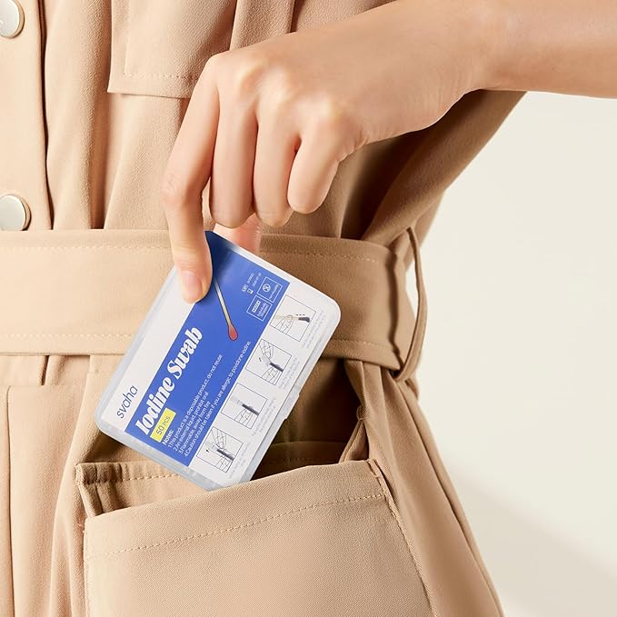 Svaha Povidone Iodine Swabsticks 50/Box - Iodine Swabs with Snap-Release Solution, Individually Wrapped for Wound Care & First Aid Kits