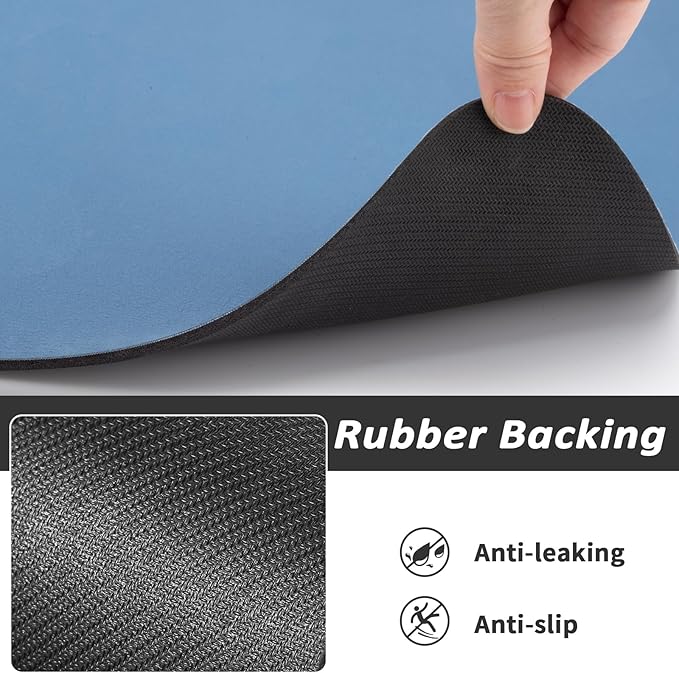 Pet Feeding Mat - Absorbent Dog Mat for Food and Water, No Stains Cat Bowl Mat, Easy to Clean Pet Placemats, Quick Dry Dog Water Dispenser Mat for Messy Drinkers | Blue 18"x28"